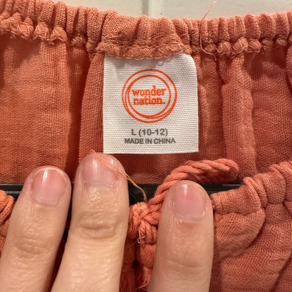 Wonder Nation Orange Puff Sleeve Blouse with Tie Front - Picture 2 of 2